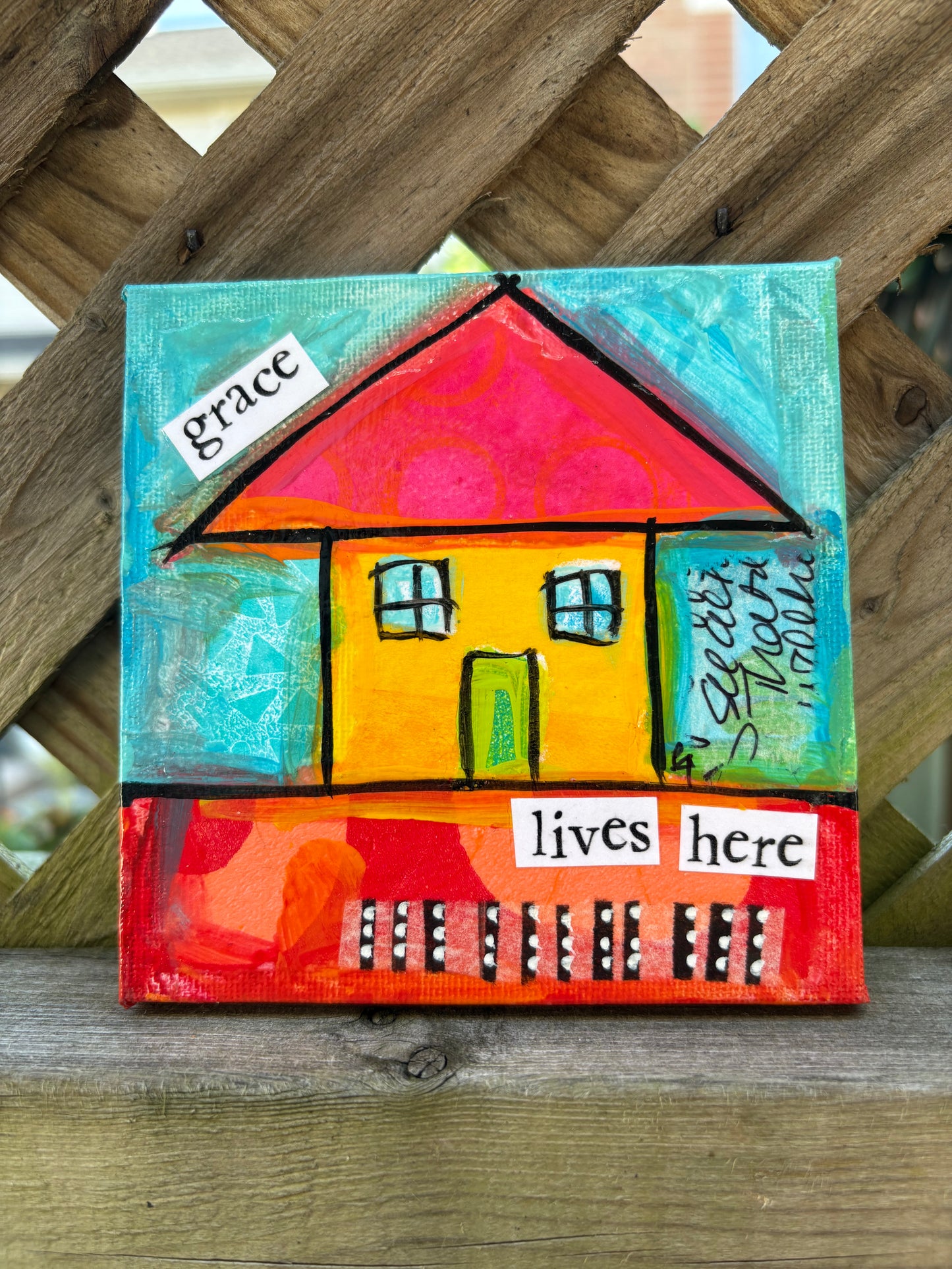 Grace (11/100) |  Original 4x4 Mini House Canvas