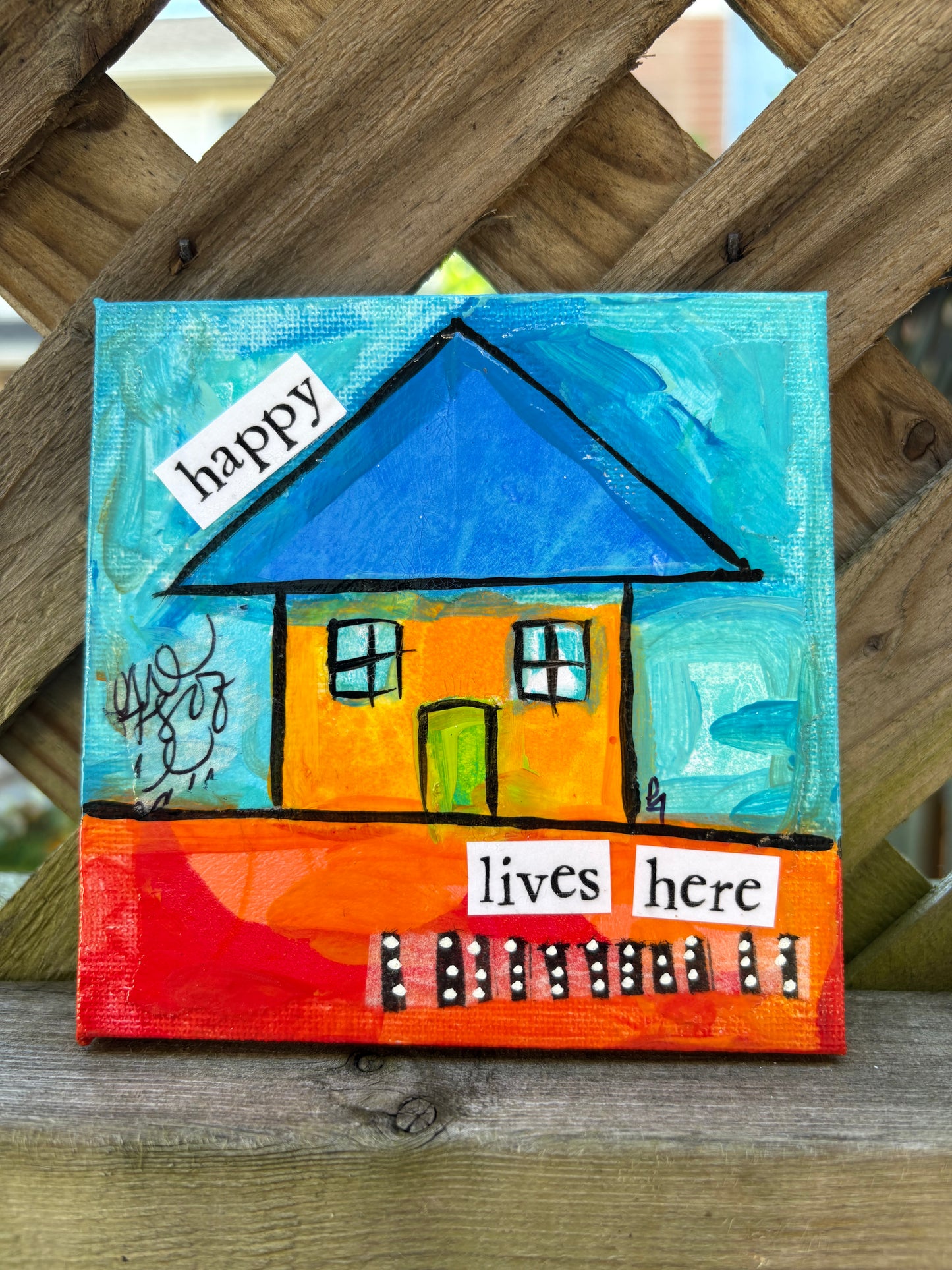 Happy (21/100) |  Original 4x4 Mini House Canvas