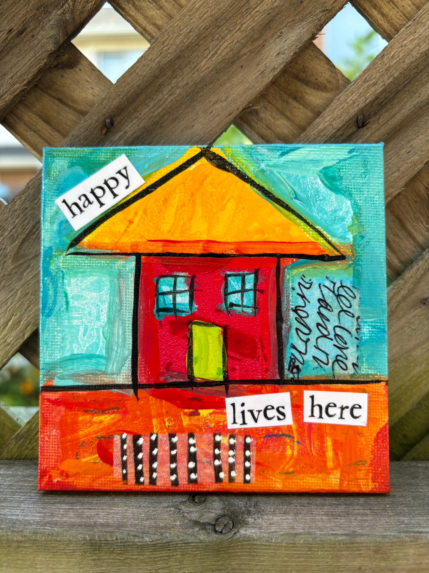 Happy (23/100) |  Original 4x4 Mini House Canvas