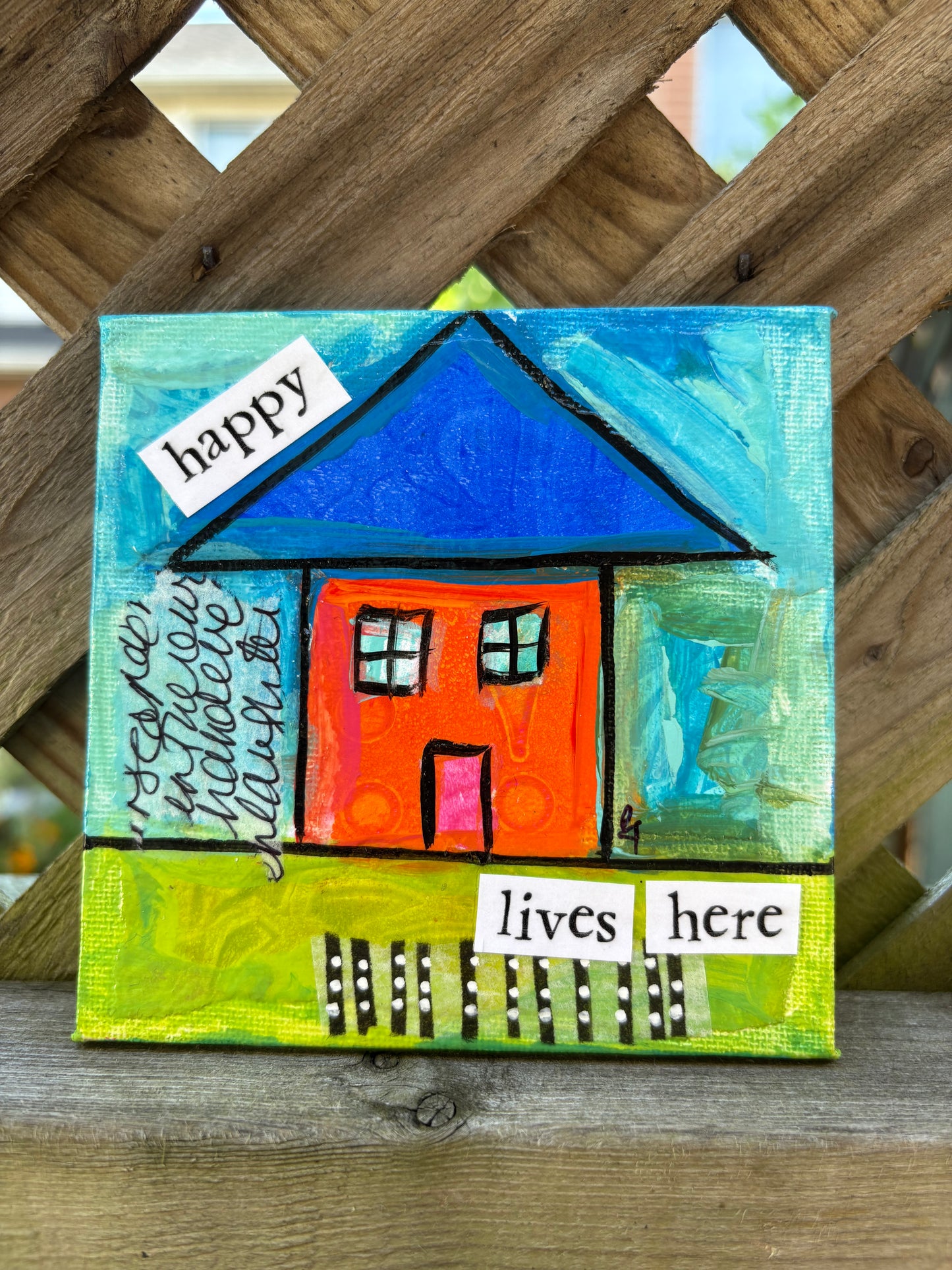 Happy (29/100) |  Original 4x4 Mini House Canvas