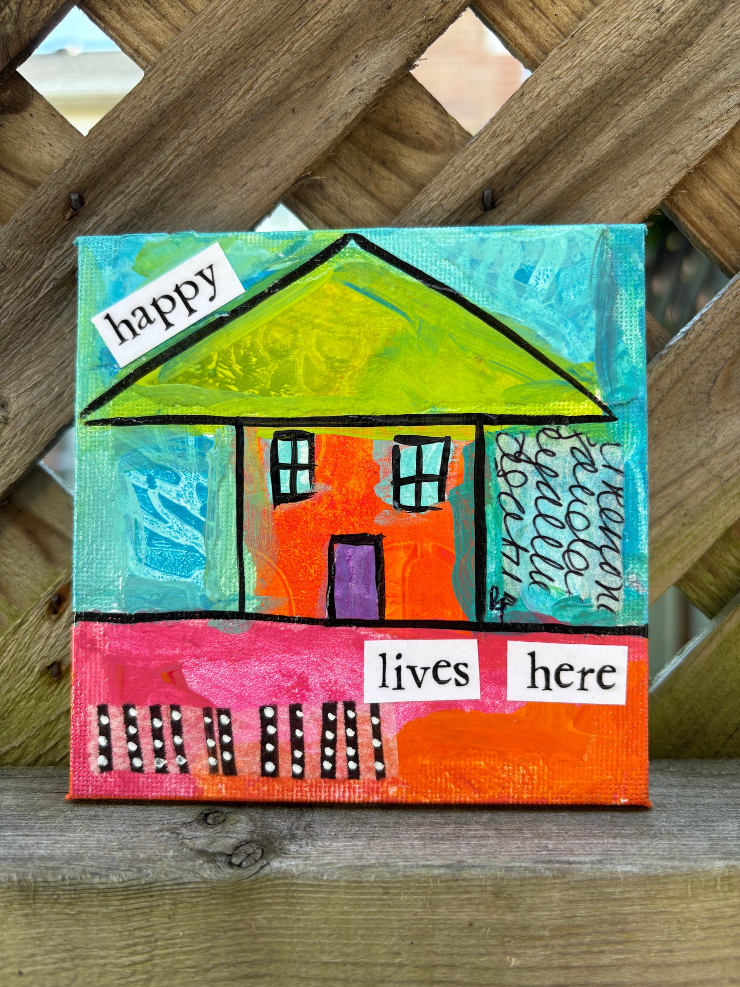 Happy (30/100) |  Original 4x4 Mini House Canvas