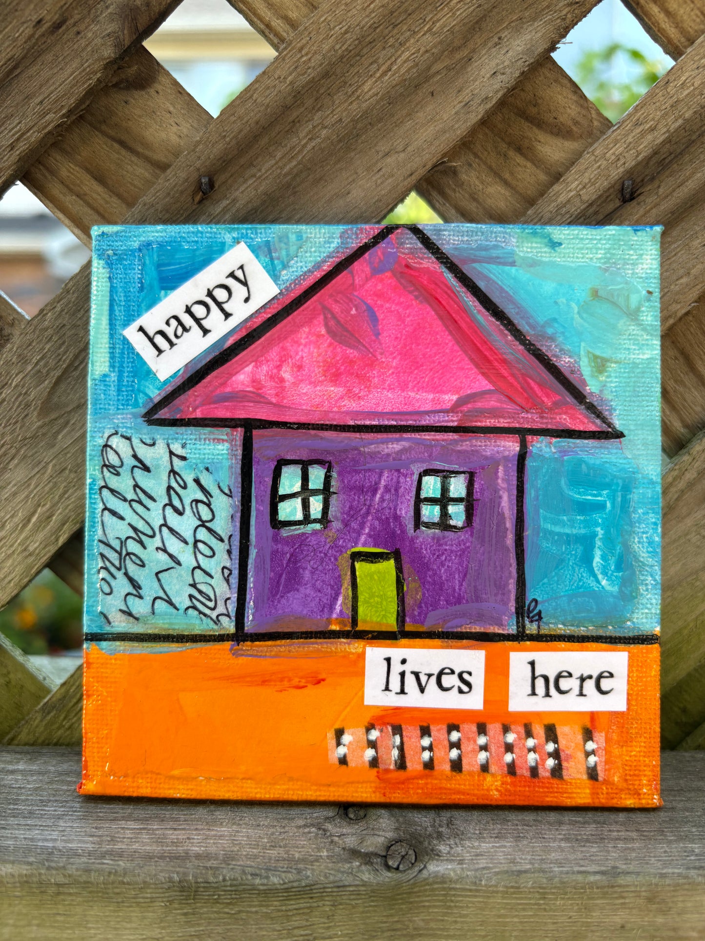 Happy (31/100) |  Original 4x4 Mini House Canvas