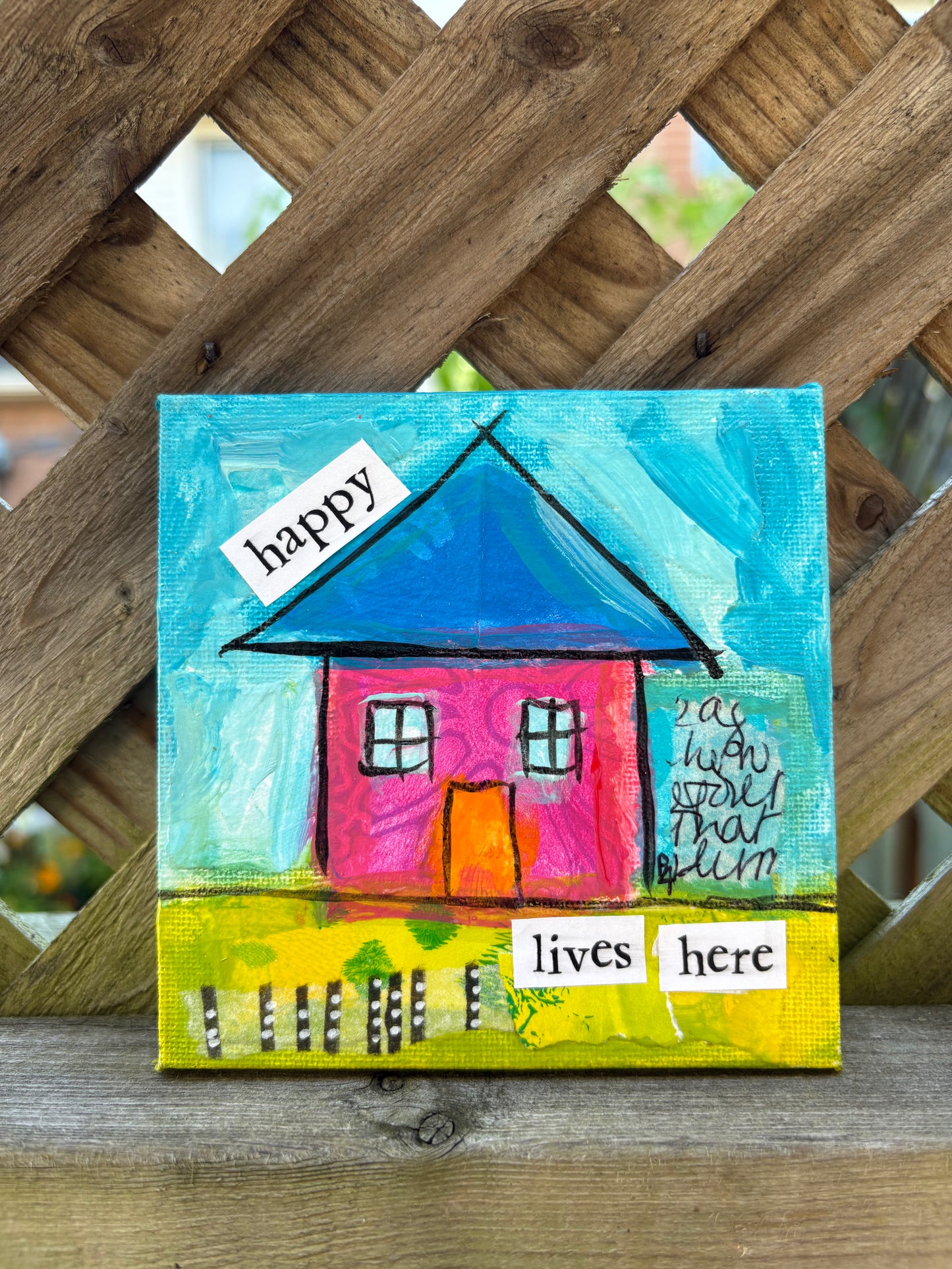 Happy (3/100) |  Original 4x4 Mini House Canvas