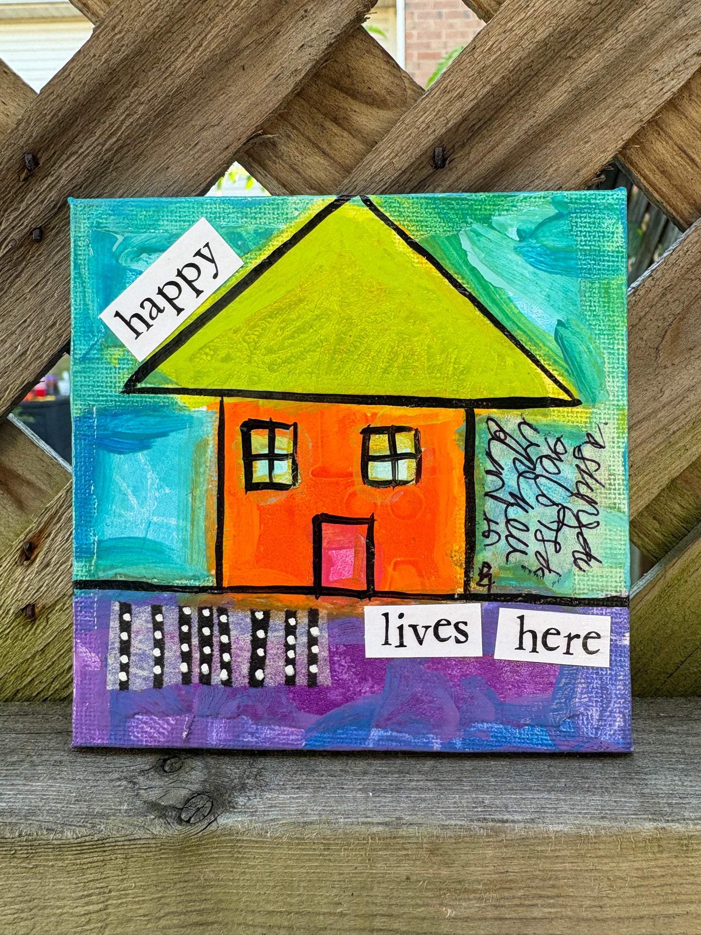 Happy(45/100) |  Original 4x4 Mini House Canvas