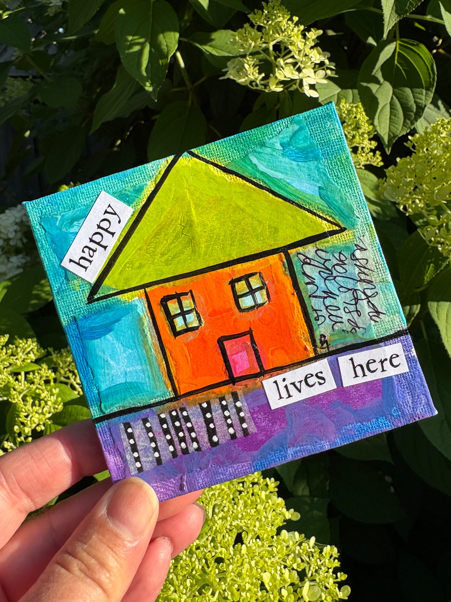 Happy(45/100) |  Original 4x4 Mini House Canvas
