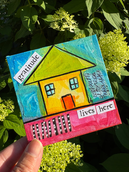 Gratitude(44/100) |  Original 4x4 Mini House Canvas