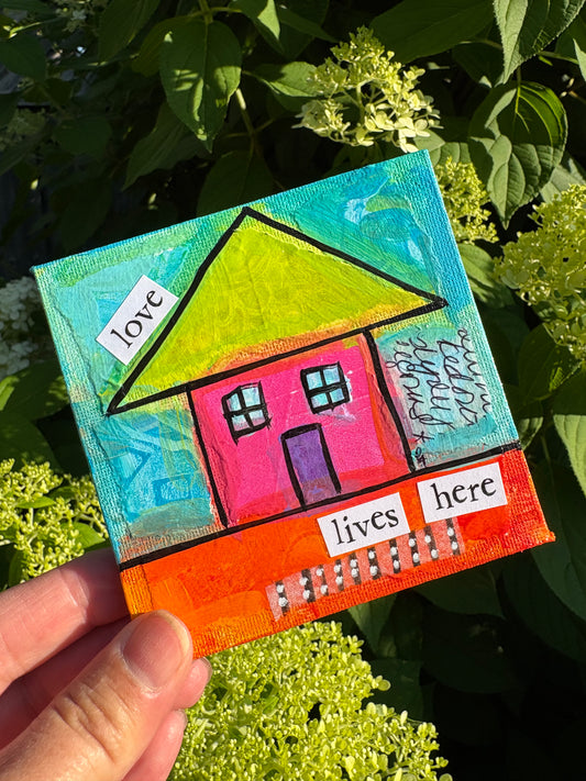 Love (42/100) |  Original 4x4 Mini House Canvas
