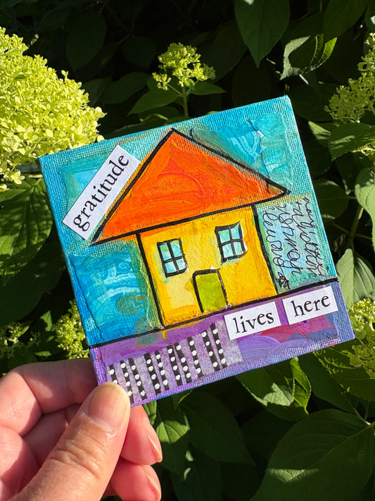 Gratitude (38/100) |  Original 4x4 Mini House Canvas