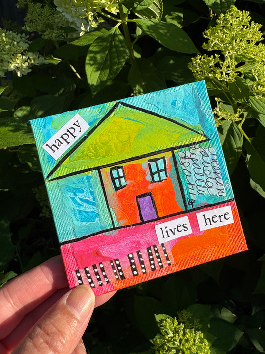 Happy (30/100) |  Original 4x4 Mini House Canvas