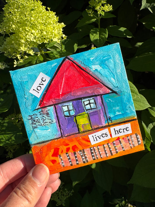 Love (2/100) |  Original 4x4 Mini House Canvas