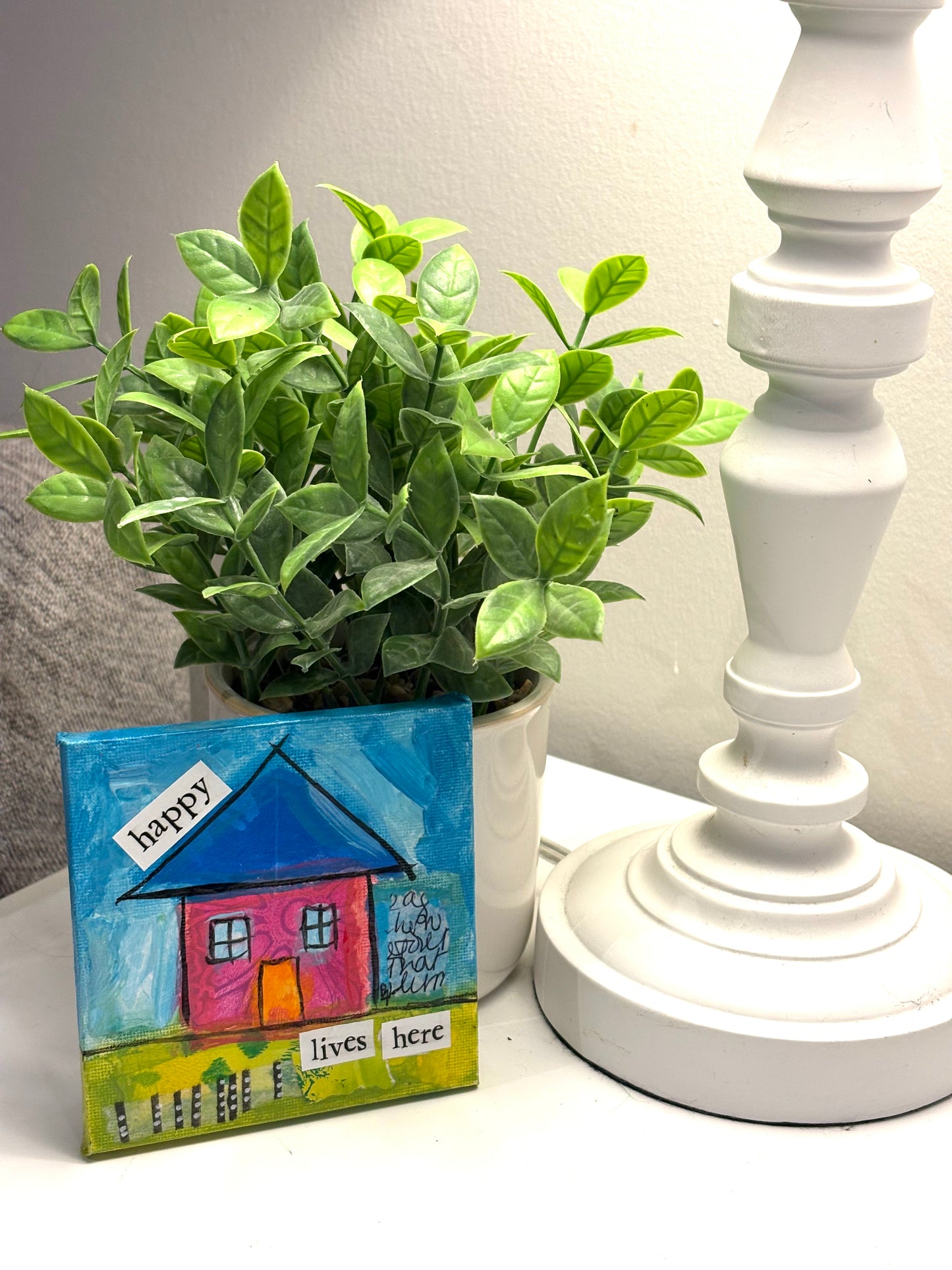 Happy (3/100) |  Original 4x4 Mini House Canvas