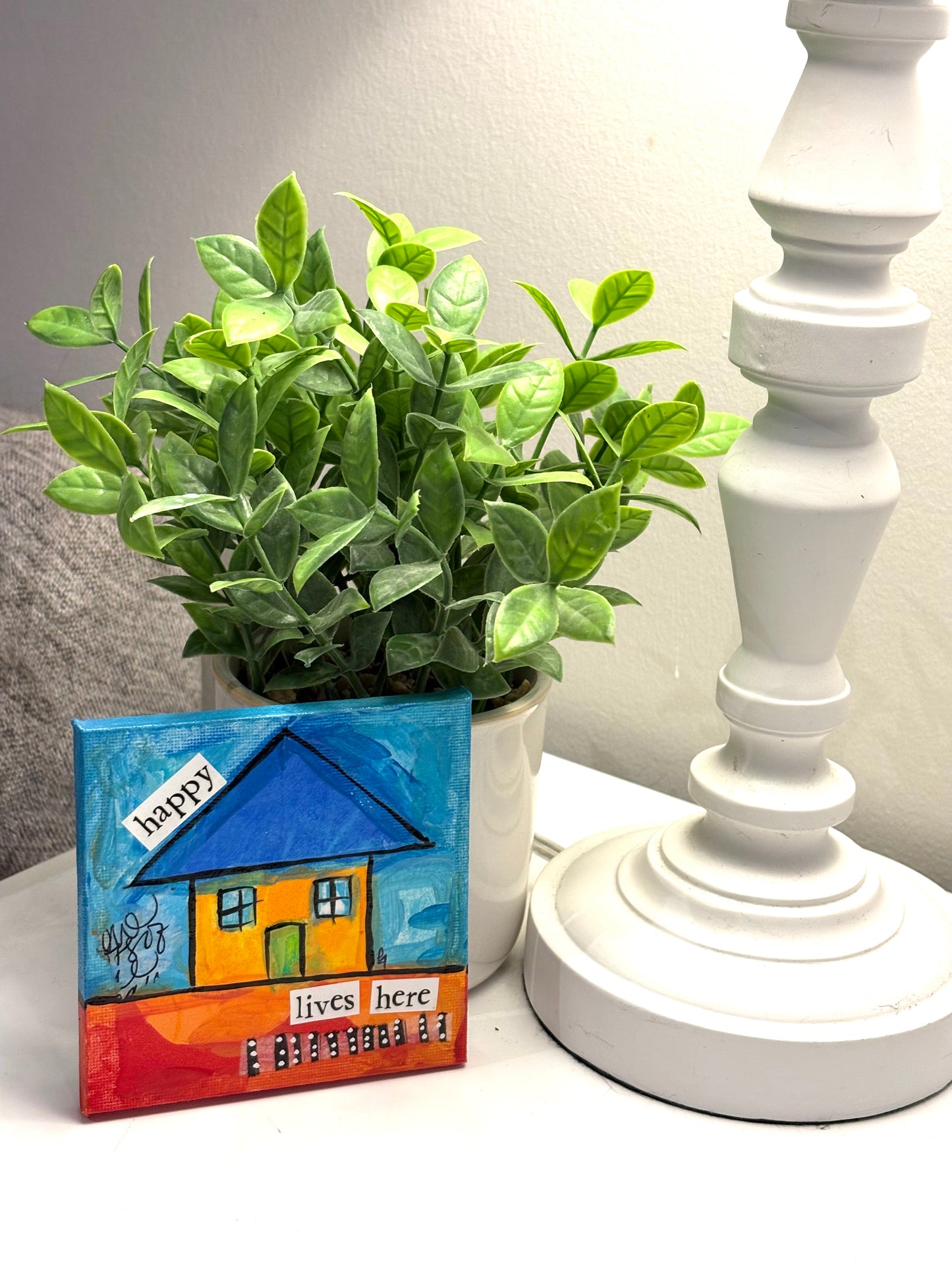 Happy (21/100) |  Original 4x4 Mini House Canvas