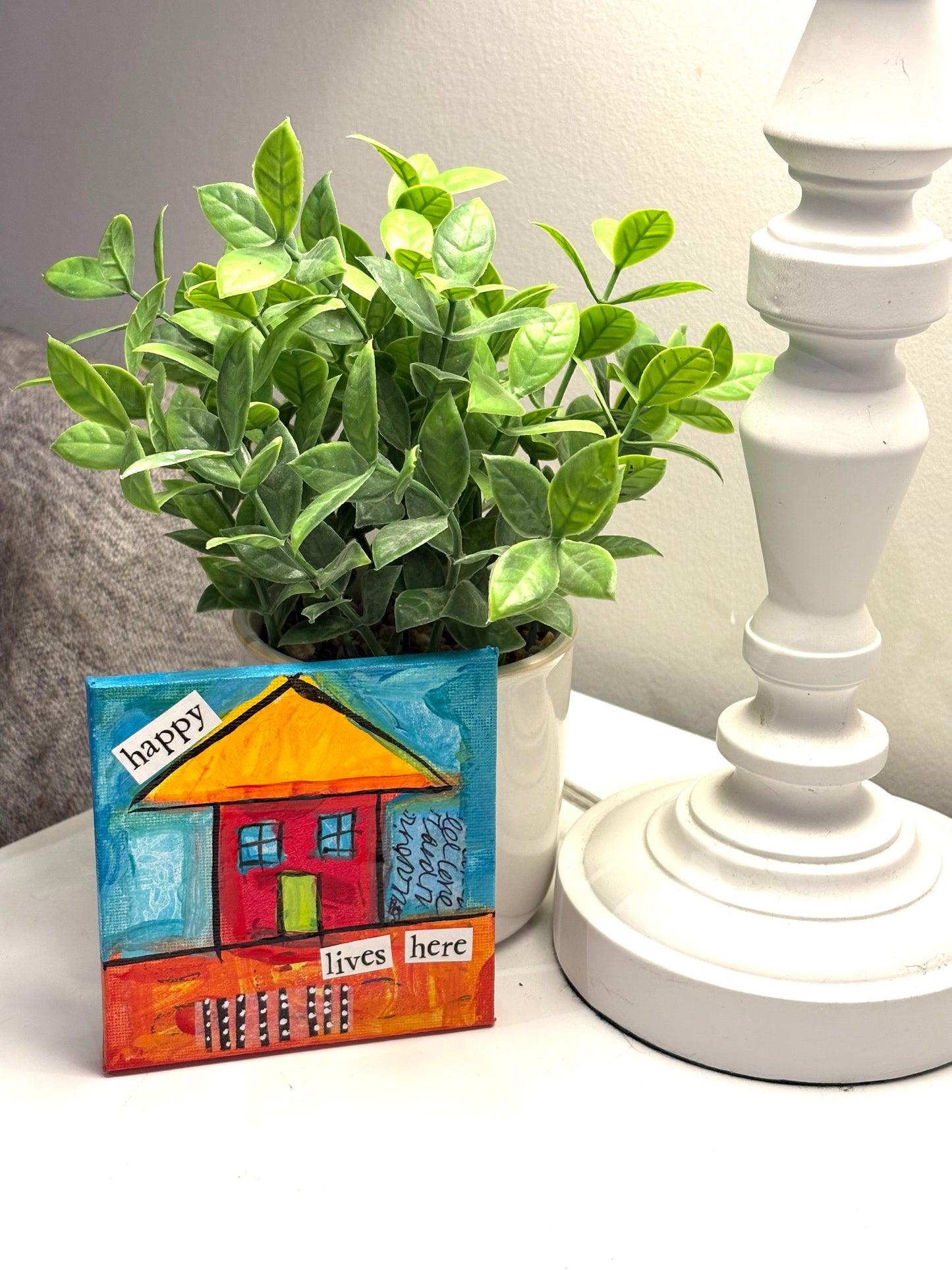 Happy (23/100) |  Original 4x4 Mini House Canvas