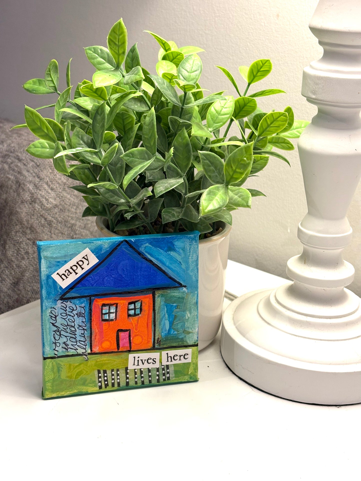 Happy (29/100) |  Original 4x4 Mini House Canvas