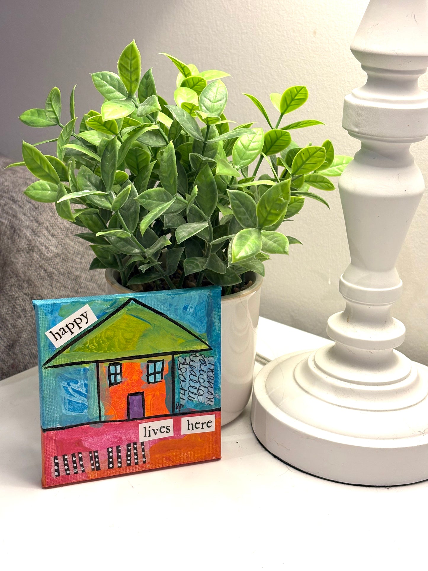 Happy (30/100) |  Original 4x4 Mini House Canvas