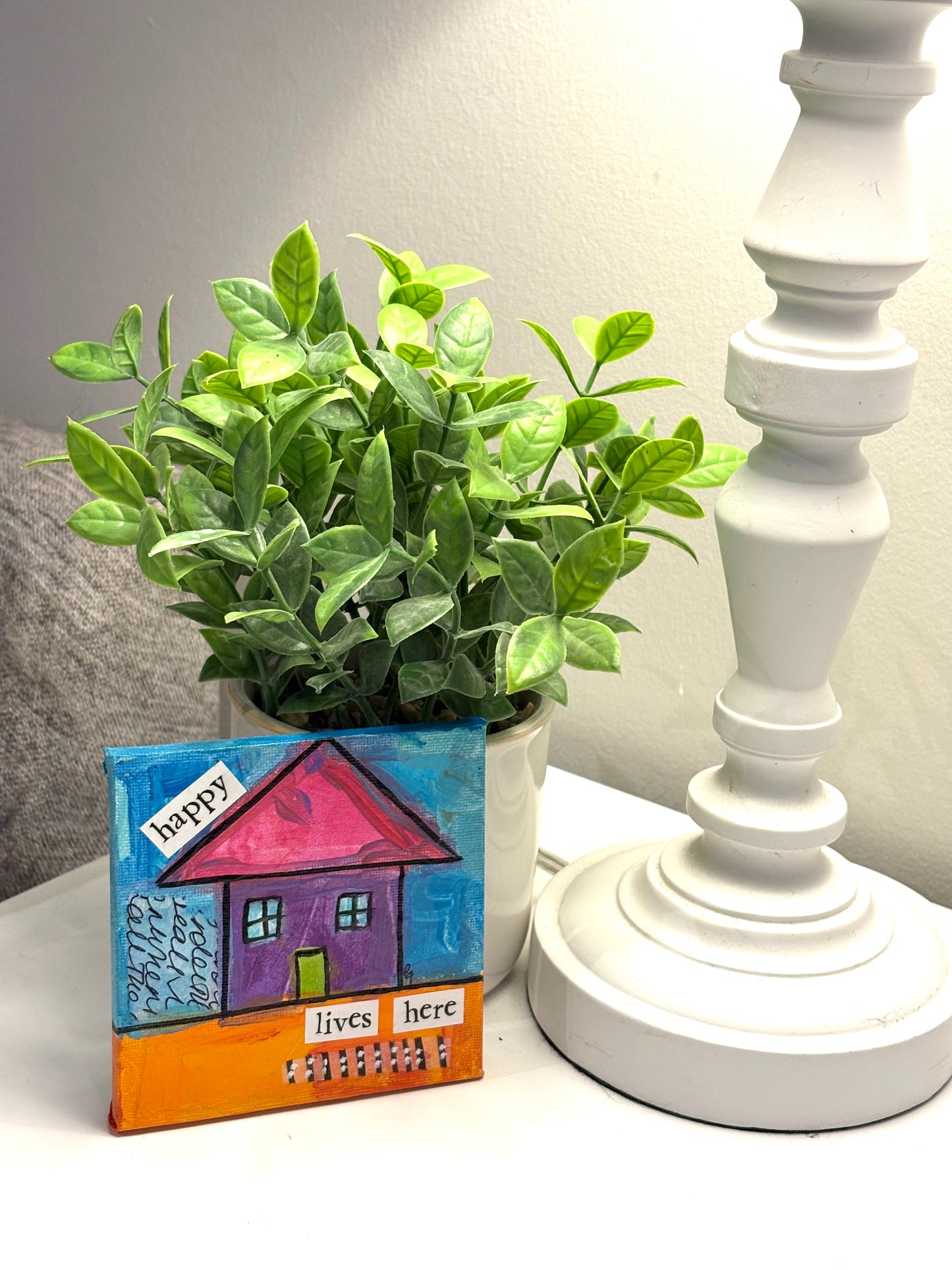 Happy (31/100) |  Original 4x4 Mini House Canvas