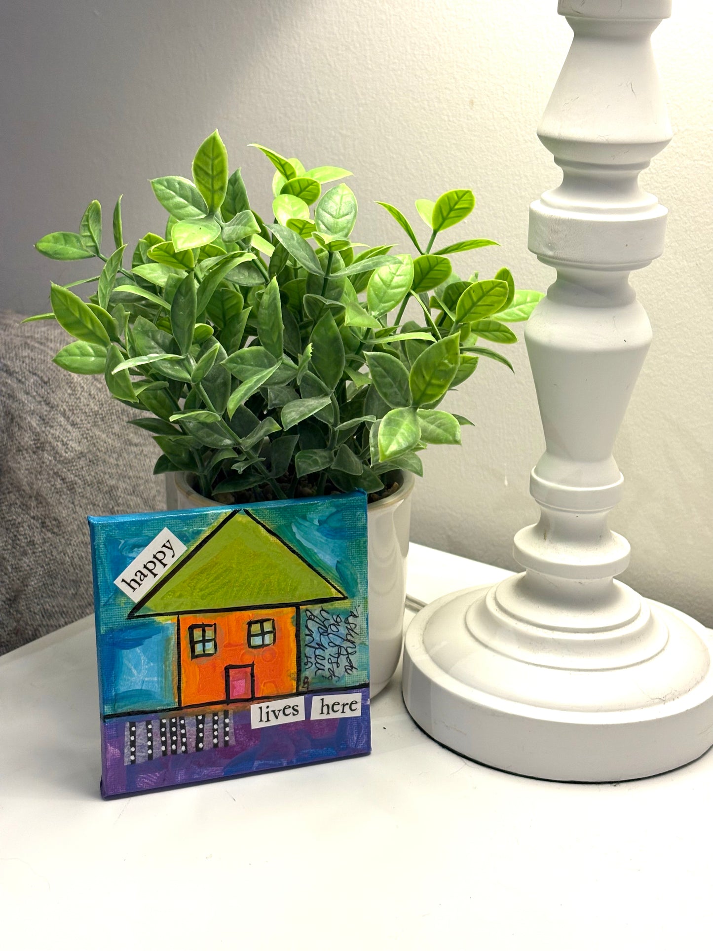 Happy(45/100) |  Original 4x4 Mini House Canvas