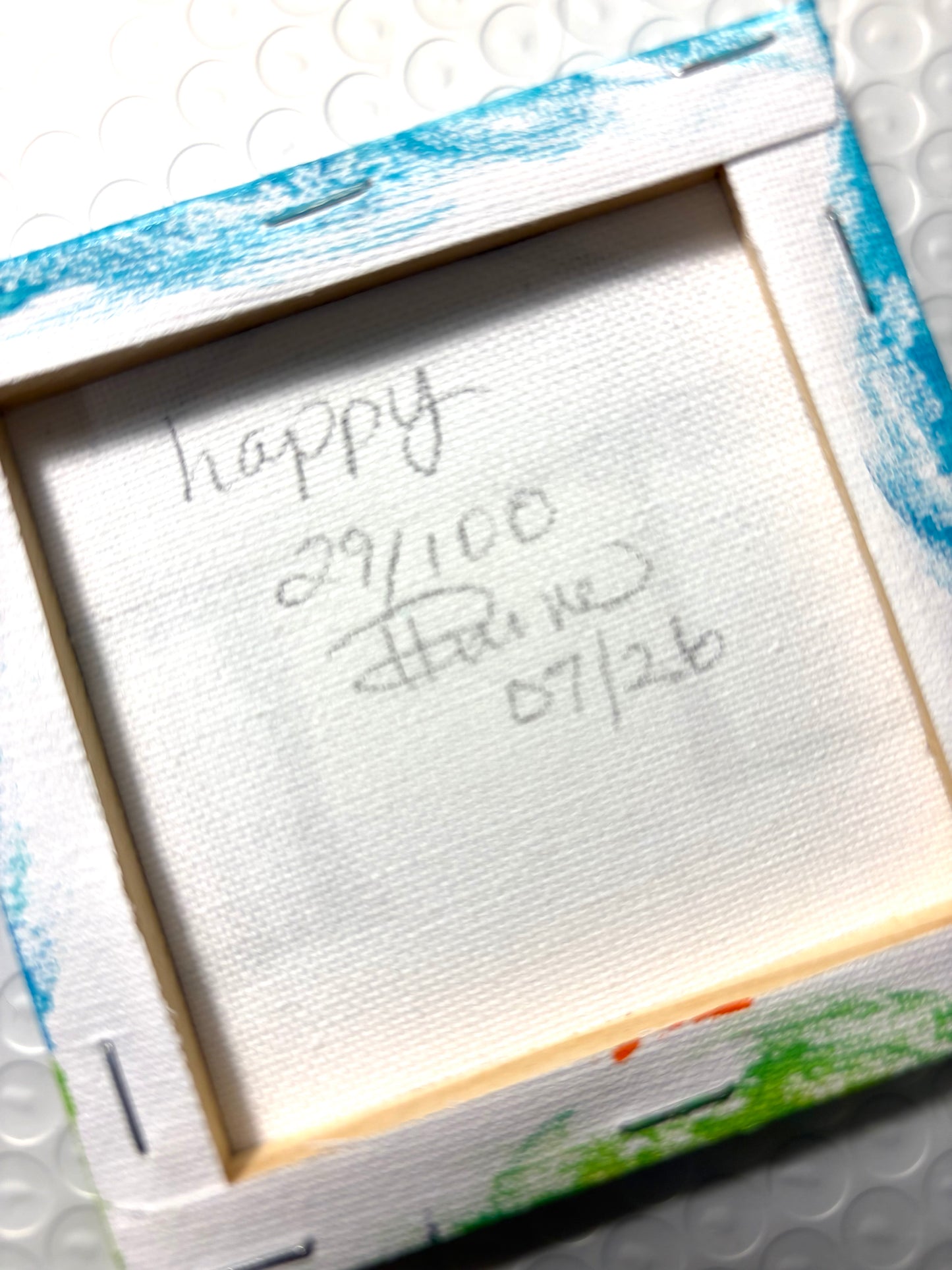 Happy (29/100) |  Original 4x4 Mini House Canvas